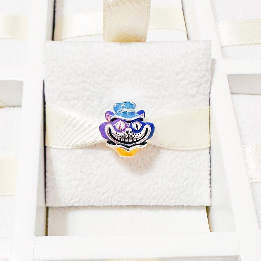 925 Sterling Silver Colors Cheshire Cat Charm Alice In Wonderland Fits Pandora